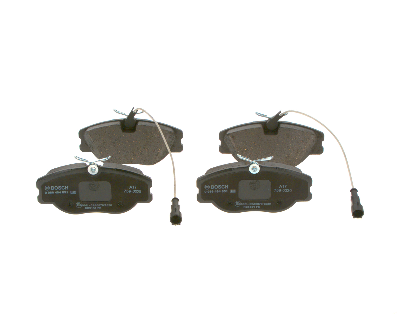 OEM 9946750 BOSCH Brake pad set 0 986 494 851 for FIAT, ALFA ROMEO, LANCIA