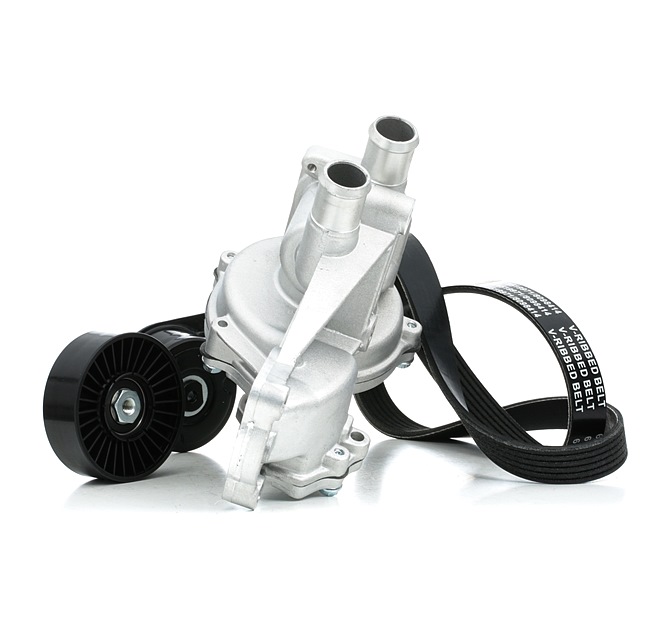Waterpomp + Multi V-riemset (4172P0076) van RIDEX Voor VW Polo Classic (6V2) 1.9 SDI (48 KW / 65 PK / Van 1996)