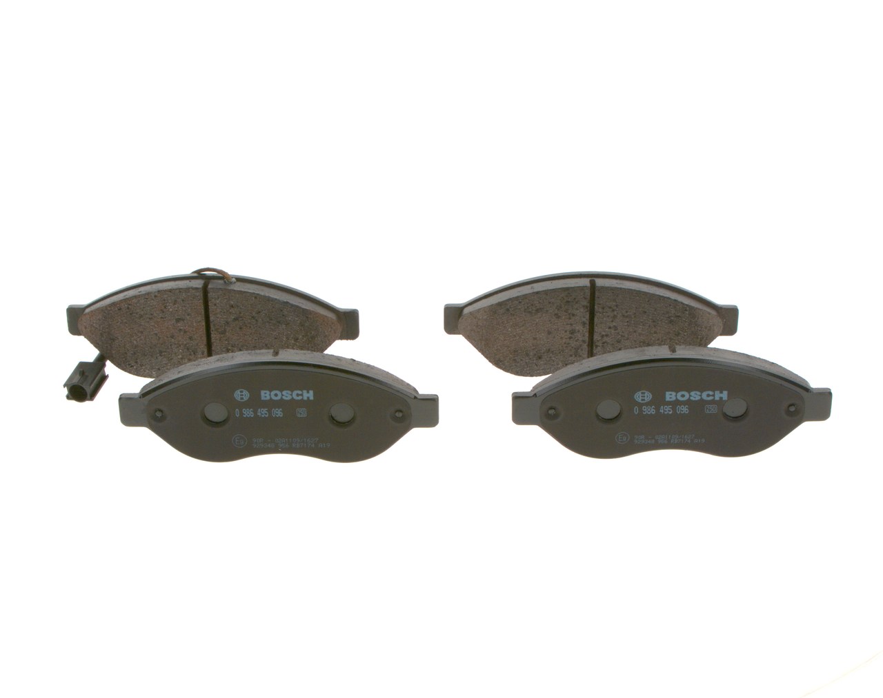 OEM 77366017 BOSCH Brake pad set 0 986 495 096 for PEUGEOT, CITROЁN, FIAT, ALFA ROMEO, CHRYSLER